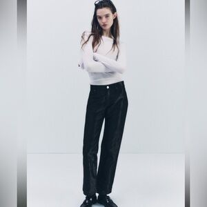 NWT Zara satin effect mid waist straight Leg pants